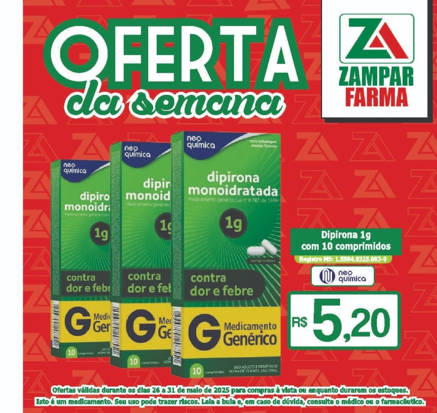 Ofertas dos dias 26 a 31 de maio na Zampar Farma