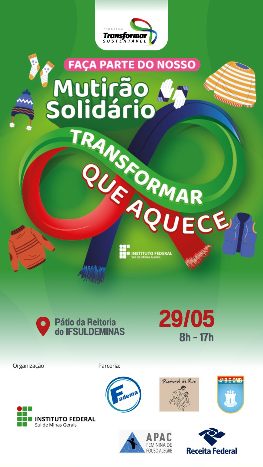IFSULDEMINAS promove mutirão solidário para transformar roupas e calçados apreendidos pela Receita Federal em doação para entidades sociais