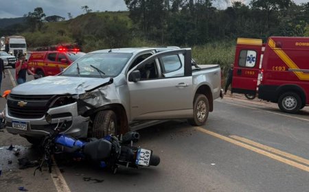 Colisão entre moto e caminhonete deixa rapaz ferido próximo ao Morro Agudo, em Guaxupé