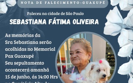 Nota de Falecimento: Sebastiana Fátima Oliveira, aos 67 anos