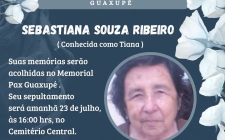 Nota de Falecimento: Sebastiana de Souza Ribeiro, aos 95 anos