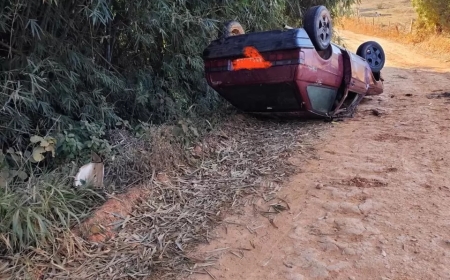 Veículo capota na zona rural de Conceição da Aparecida e leva casal a óbito