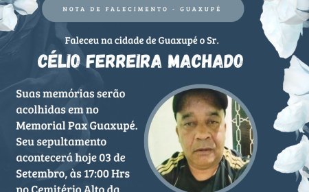 Nota de Falecimento: Célio Ferreira Machado, aos 56 anos