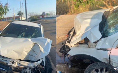 Motorista perde o controle da direção e bate caminhonete em duas árvores e um poste em Bom Jesus da Penha