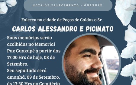 Nota de Falecimento: Carlos Alessandro Picinato, aos 36 anos
