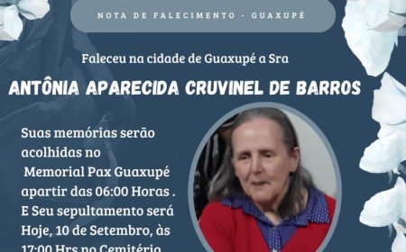 Nota de Falecimento: Antônia Aparecida Cruvinel de Barros, aos 85 anos