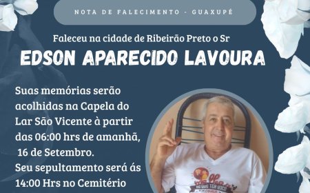 Nota de Falecimento: Edson Aparecido Lavoura, aos 62 anos