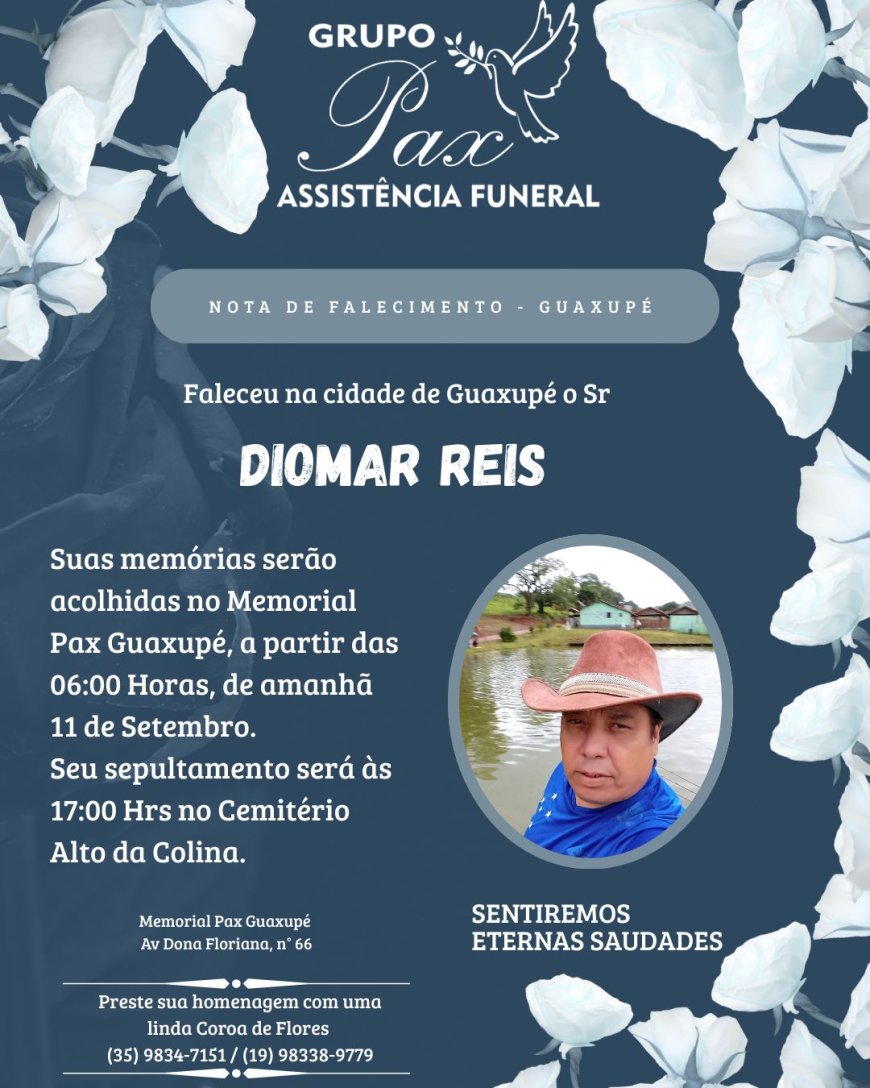 Nota de Falecimento: Diomar Reis, aos 55 anos