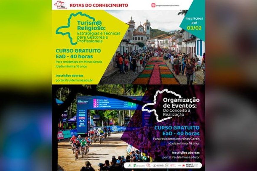 IFSULDEMINAS e Secult ofertam dois novos cursos de capacitação na área de Turismo