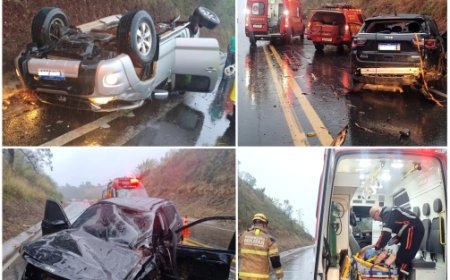 Chuva intensa causa acidente na BR-491, deixando três pessoas feridas entre Guaxupé e Muzambinho