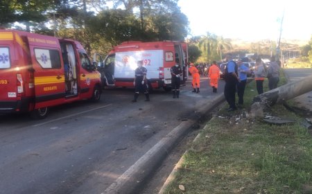 Veículo bate em poste e deixa jovens feridos no Sul de Minas