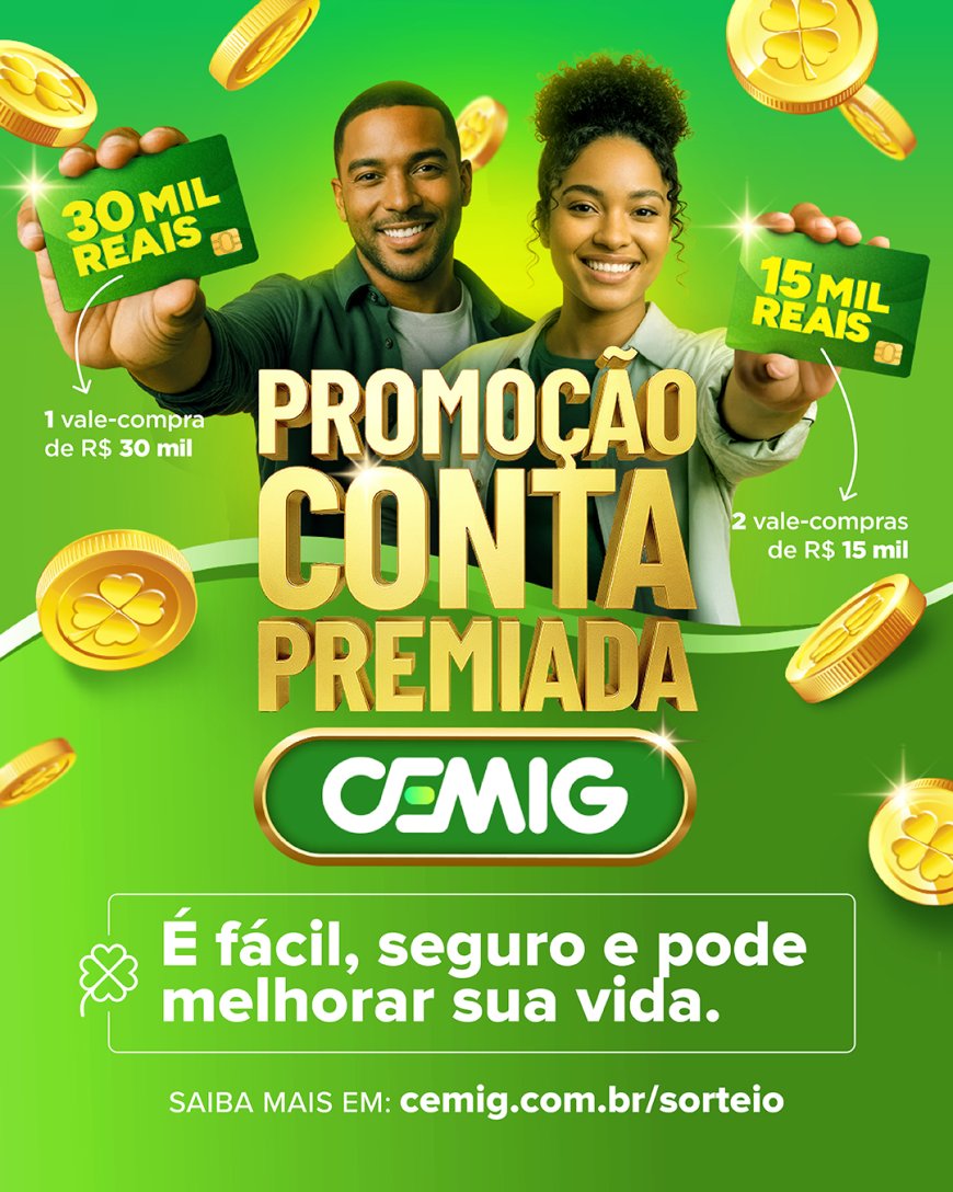 Promoção "Conta Premiada Cemig" irá sortear vale-compras de até R$ 30 mil