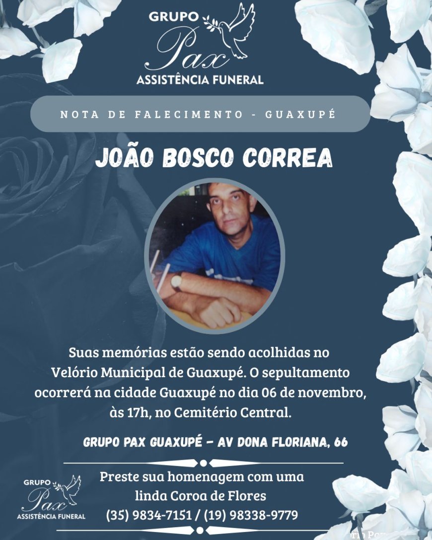 Nota de Falecimento: João Bosco Corrêa, aos 60 anos