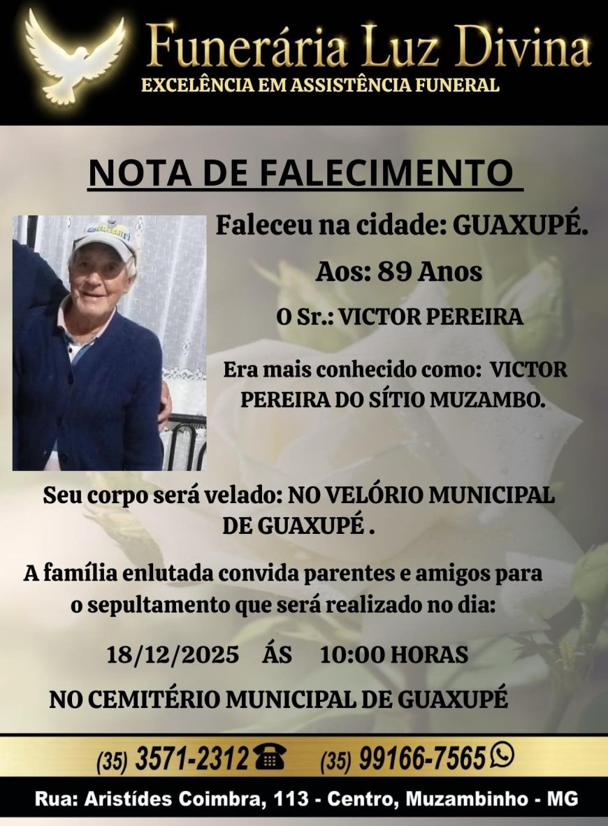 Nota de Falecimento: Victor Pereira, aos 89 anos