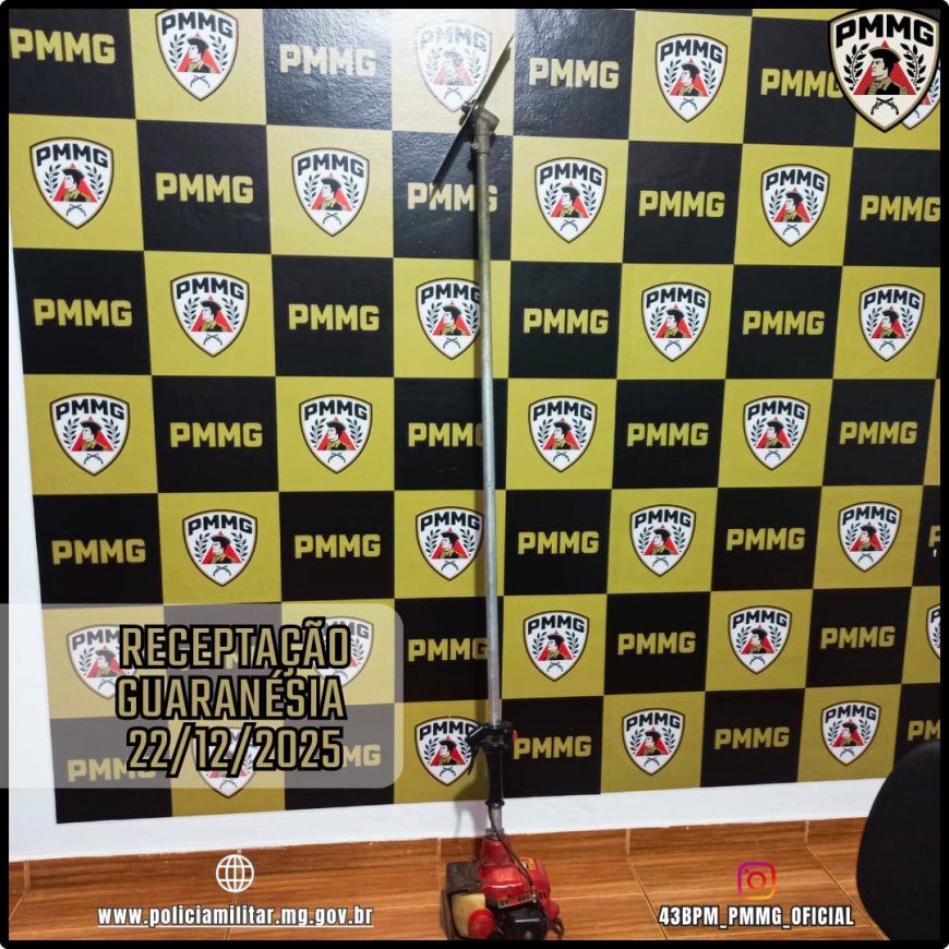 Polícia Militar recupera roçadeira furtada e prende dois por receptação em Guaranésia