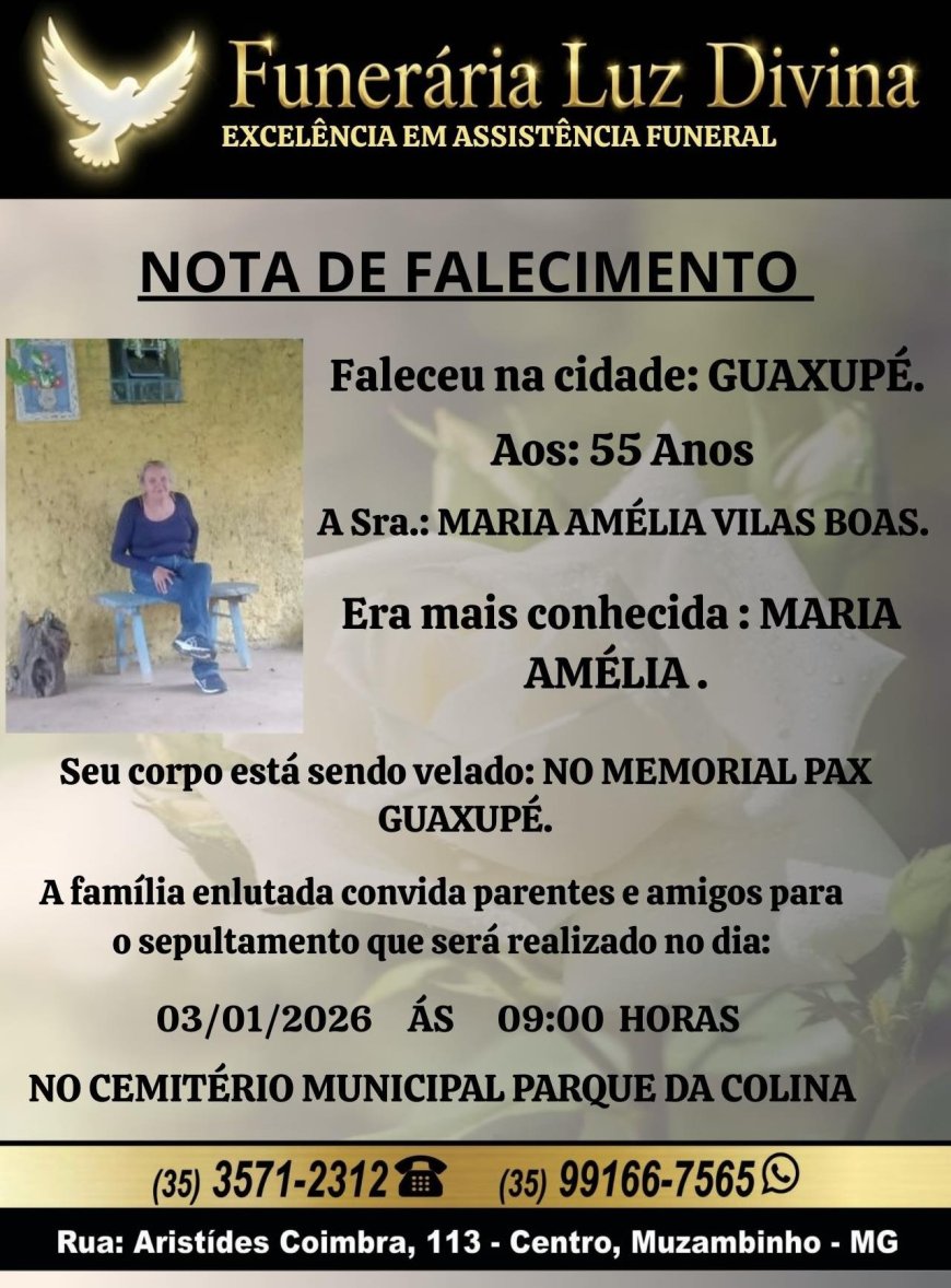 Nota de Falecimento: Maria Amélia Vilas Boas, aos 55 anos