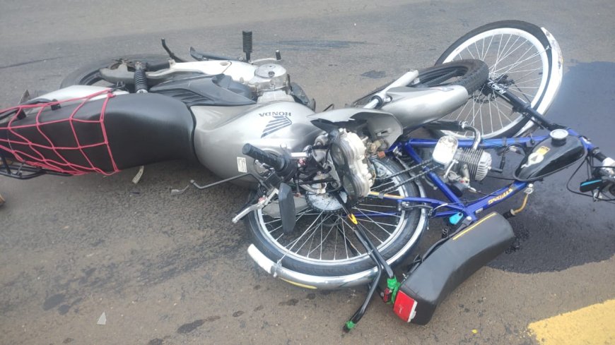 Acidente entre moto e bicicleta deixa idoso gravemente ferido em Paraíso