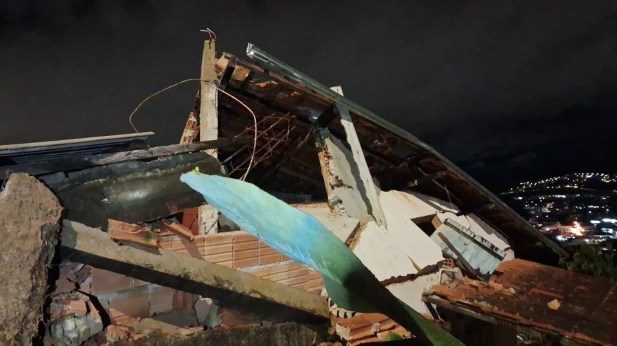 Desmoronamento de muro de arrimo atinge residência em Poços de Caldas