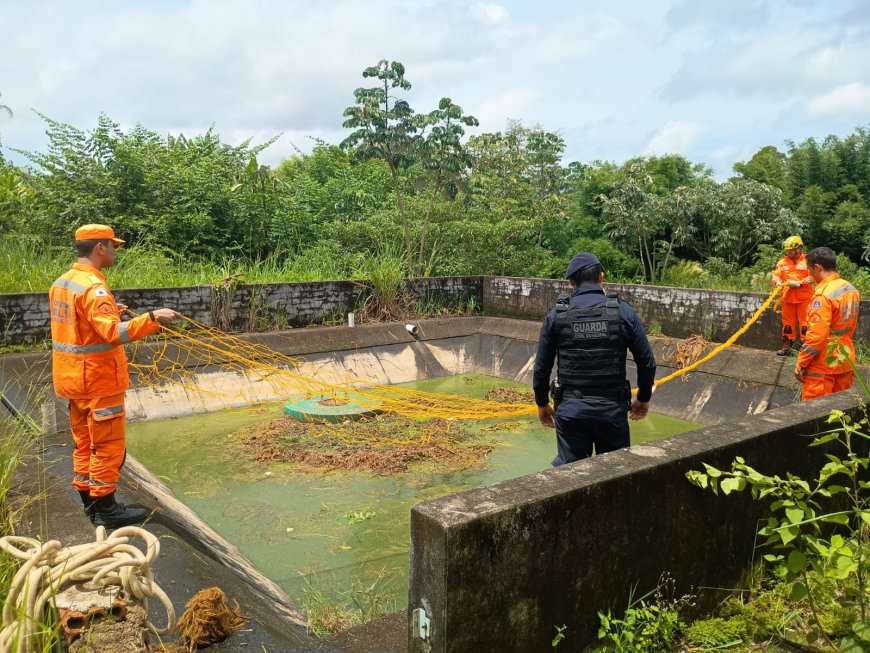 Bombeiros gastam três horas para resgatar capivara caída em reservatório