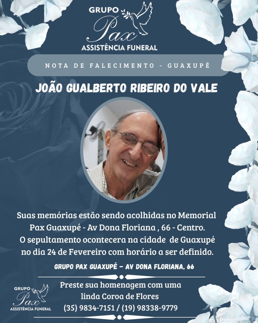 Nota de Falecimento: João Gualberto Ribeiro do Valle, aos 70 anos