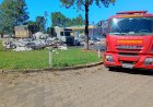 Carreta estacionada em posto pega fogo e metade da carga de algodão é salva pelo Corpo de Bombeiros na MGC-491