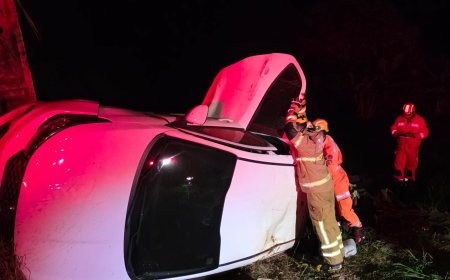 Capotamento de veículo deixa pessoas feridas na rodovia MGC-491