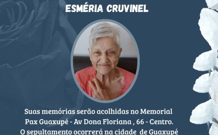 Nota de Falecimento em Guaxupé: Esméria Cruvinel