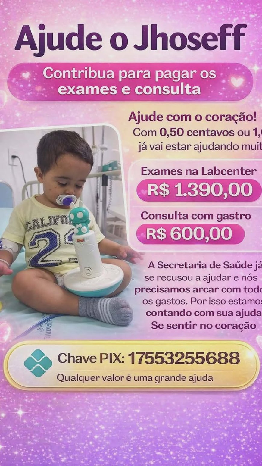 Ajude o Jhoseff: bebê de 1 ano e 8 meses sofre com múltiplas condições raras e família não tem recursos para custear tratamento