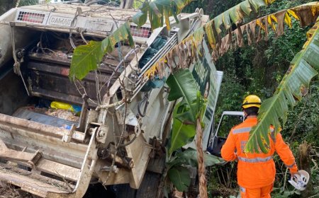 Caminhão de lixo perde freios e mobiliza equipes de emergência em cidade do Sul de Minas