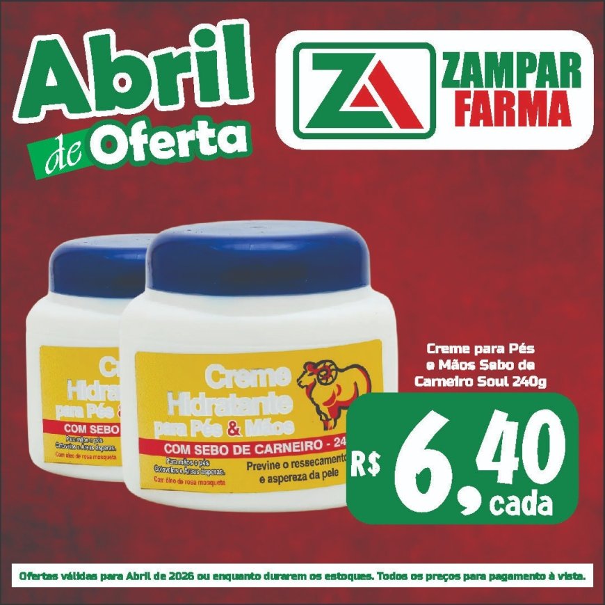 Ofertas do mês de abril na Zampar Farma