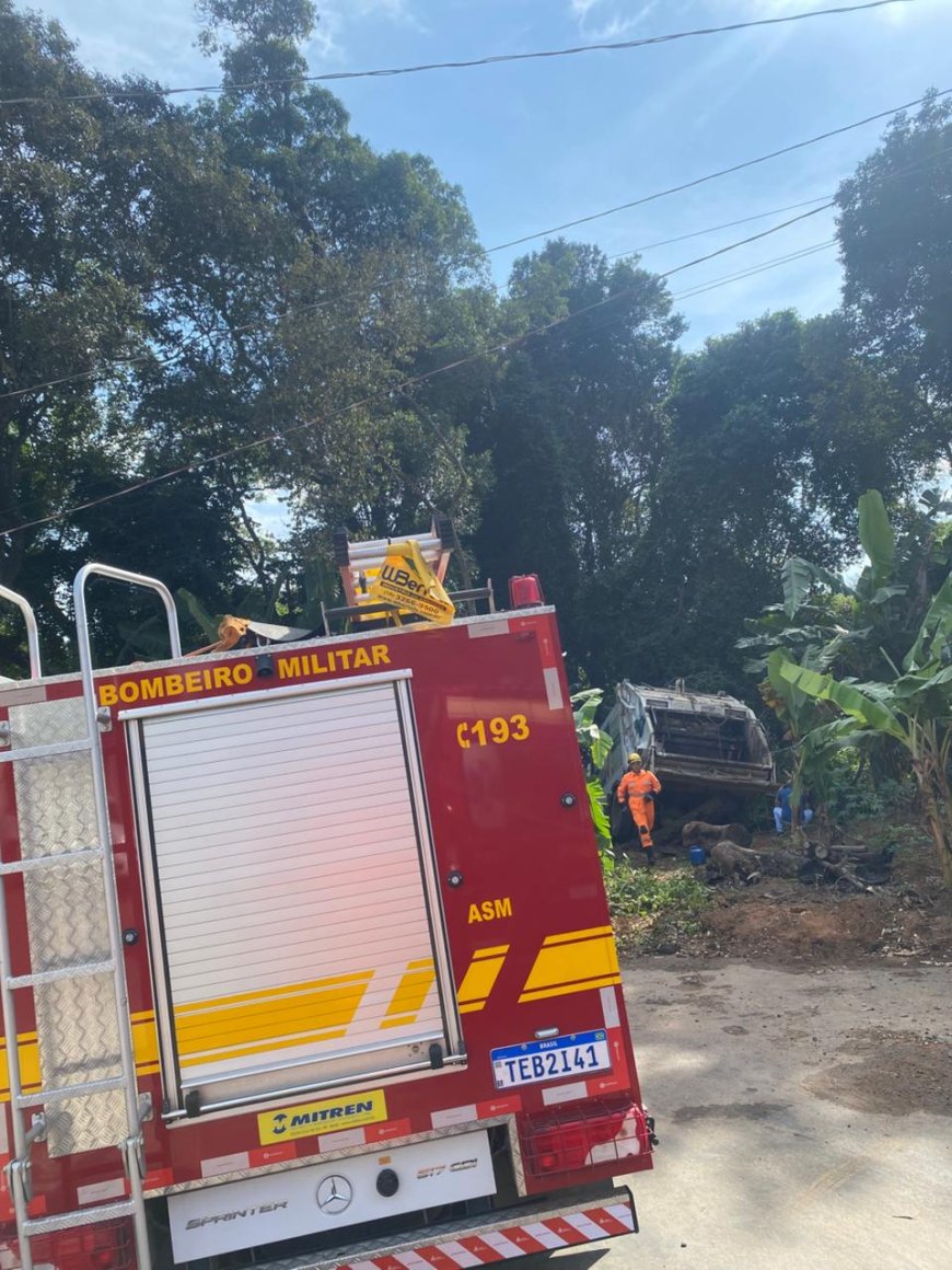 Caminhão de lixo perde freios e mobiliza equipes de emergência em cidade do Sul de Minas