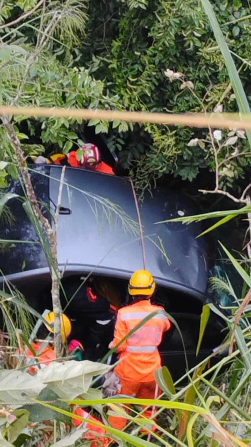 Veículo perde o controle e cai em ribanceira na rodovia MGC-369