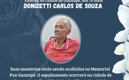 Nota de Falecimento em Guaxupé: Donizetti Carlos de Souza, aos 70 anos