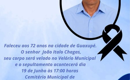 Nota de Falecimento em Guaxupé: João Italo Chagas, aos 72 anos