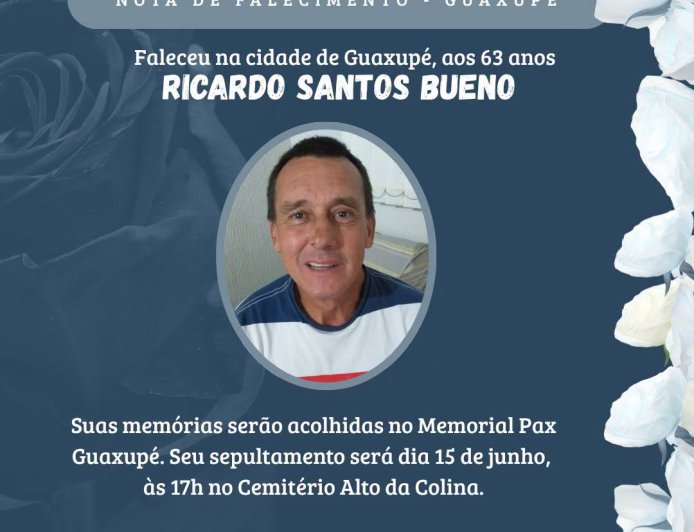 Nota de Falecimento em Guaxupé: Ricardo Santos Bueno, aos 63 anos