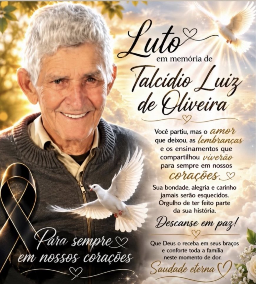 Nota de Falecimento em Guaxupé: Talcídio Luiz de Oliveira, aos 82 anos