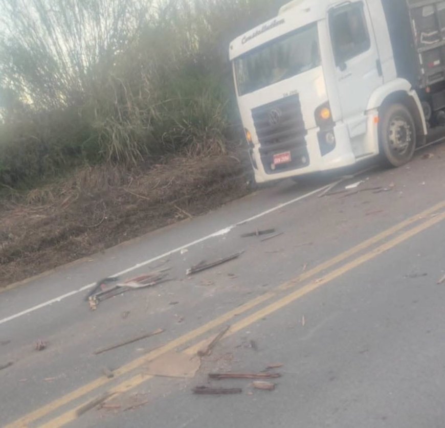 Acidente entre micro-ônibus e caminhão deixa dois feridos na MGC-491