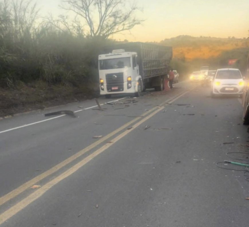 Acidente entre micro-ônibus e caminhão deixa dois feridos na MGC-491