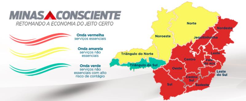Sul de Minas e outras dez regiões se mantêm na onda vermelha, enquanto o Noroeste regride para a onda amarela