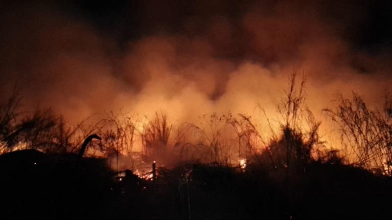 Bombeiros gastam 10 mil litros de água para combater incêndio às margens da MG-450