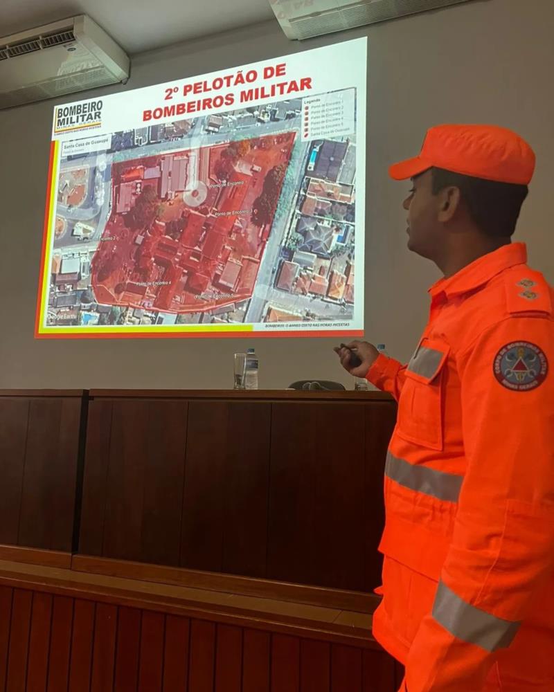 Em treinamento de emergência promovido pelos Bombeiros, 17 setores da Santa Casa de Guaxupé são evacuados  