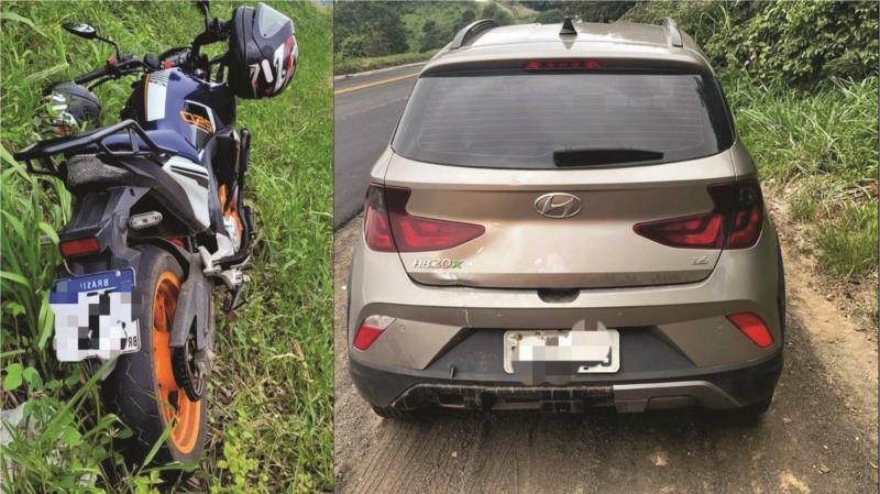 Carro e motocicleta batem na BR-146, deixando dois feridos