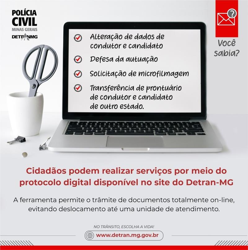 Detran-MG disponibiliza serviços por meio 100% digital 