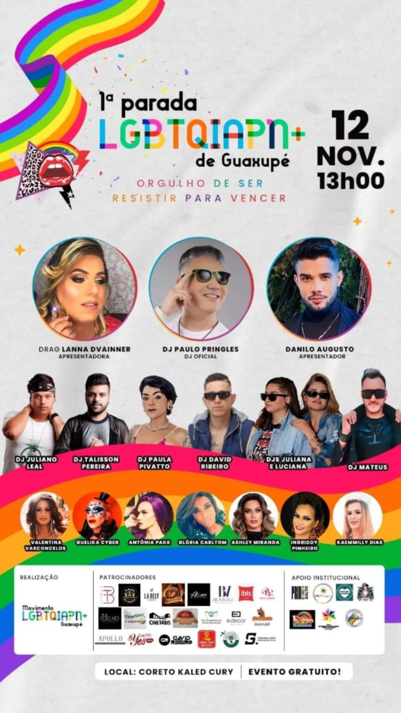 Guaxupé terá neste domingo a 1ª Parada do Movimento LGBTQIAN+