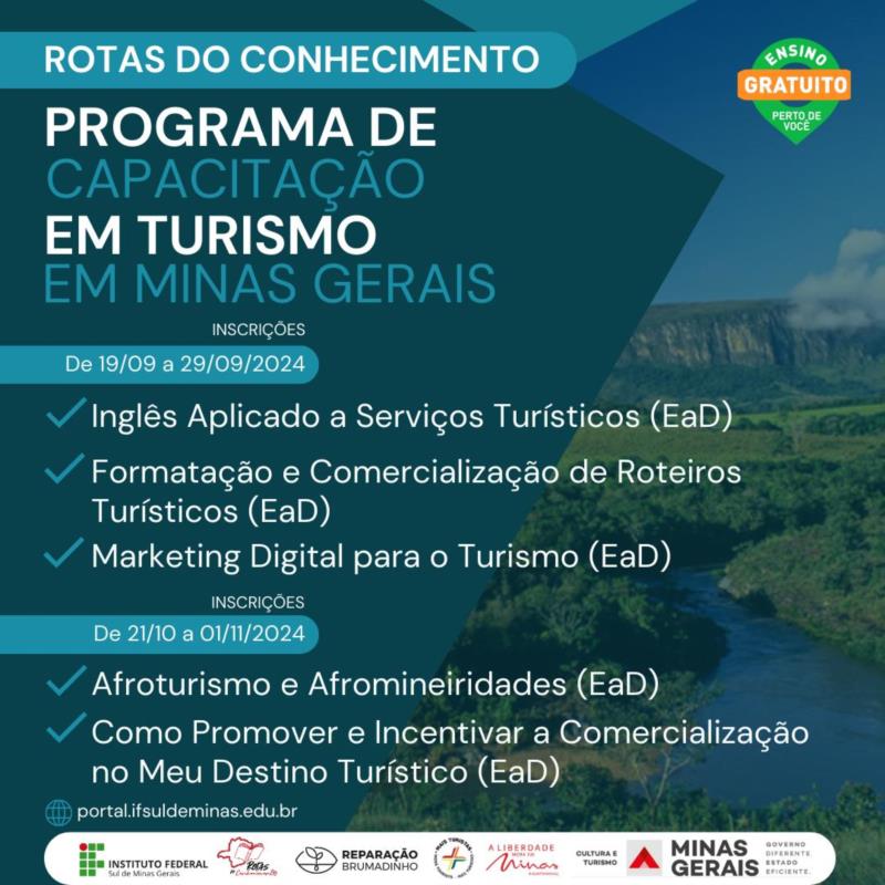 IFSULDEMINAS e Secult ofertam cinco novos cursos EAD na área de Turismo